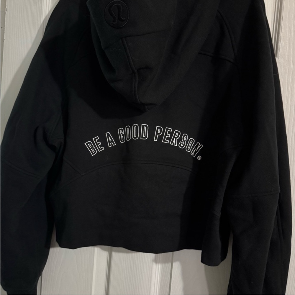Lululemon athletica Black Half-Zip Pullover Sweater with 'Be A Good Person' Text - Picture 2 of 4